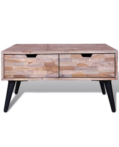 Table basse avec 4 tiroirs Bois de teck recyclé 
