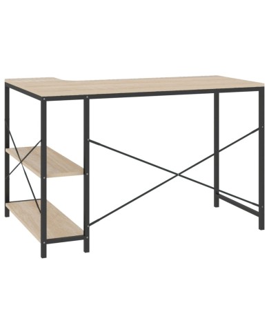 Bureau d'ordinateur Noir et chêne 110x72x70 cm Aggloméré