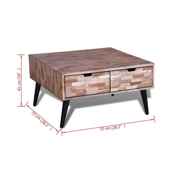 Table basse avec 4 tiroirs Bois de teck recyclé 