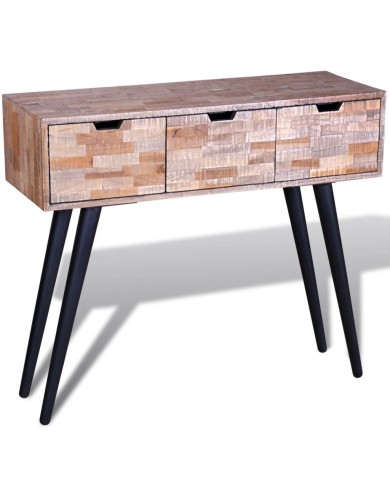 Table console avec 3 tiroirs Bois de teck recyclé 