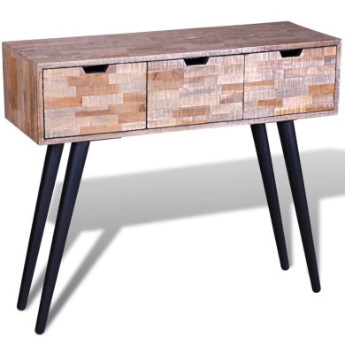 Table console avec 3 tiroirs Bois de teck recyclé 