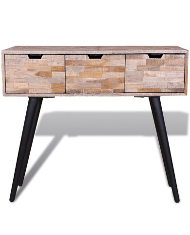 Table console avec 3 tiroirs Bois de teck recyclé 