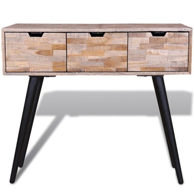 Table console avec 3 tiroirs Bois de teck recyclé 