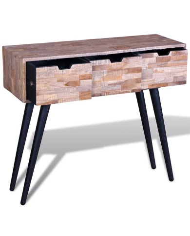 Table console avec 3 tiroirs Bois de teck recyclé 