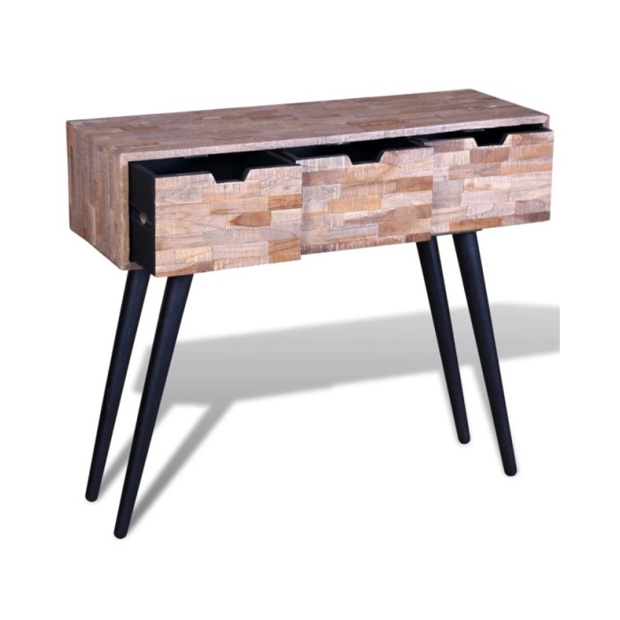 Table console avec 3 tiroirs Bois de teck recyclé 