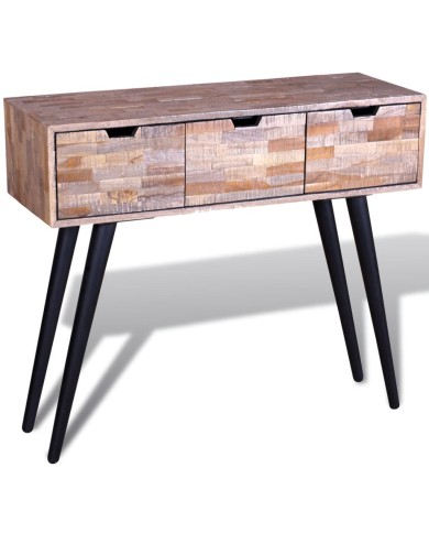 Table console avec 3 tiroirs Bois de teck recyclé 