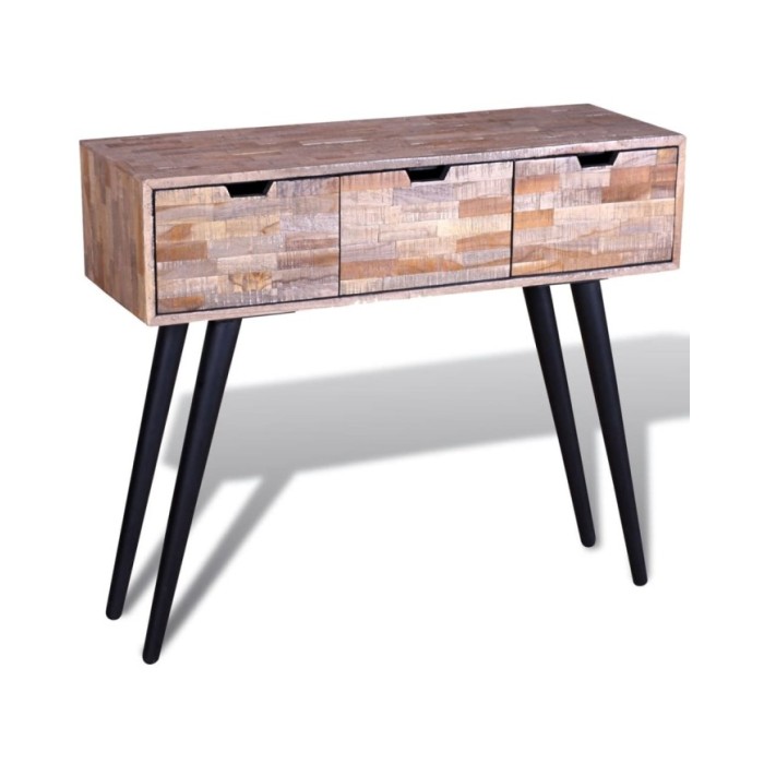 Table console avec 3 tiroirs Bois de teck recyclé 