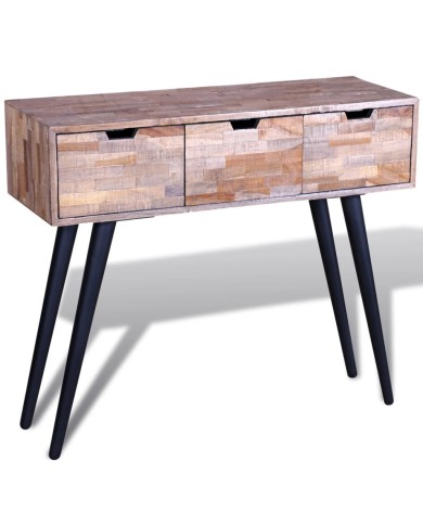 Table console avec 3 tiroirs Bois de teck recyclé 