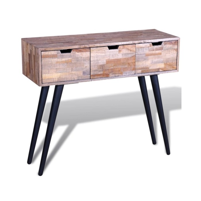 Table console avec 3 tiroirs Bois de teck recyclé 