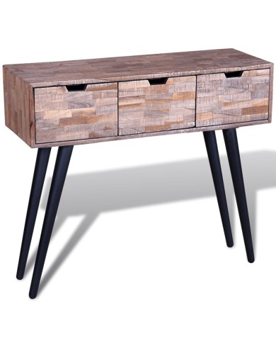Table console avec 3 tiroirs Bois de teck recyclé 