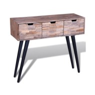 Table console avec 3 tiroirs Bois de teck recyclé 