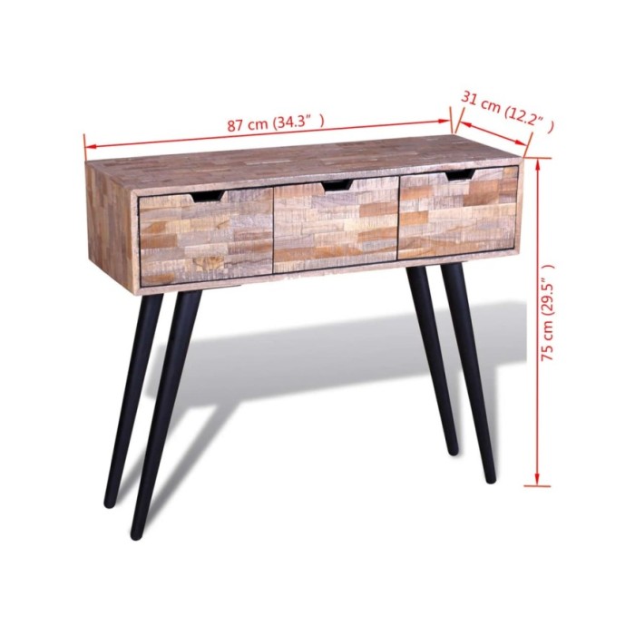 Table console avec 3 tiroirs Bois de teck recyclé 