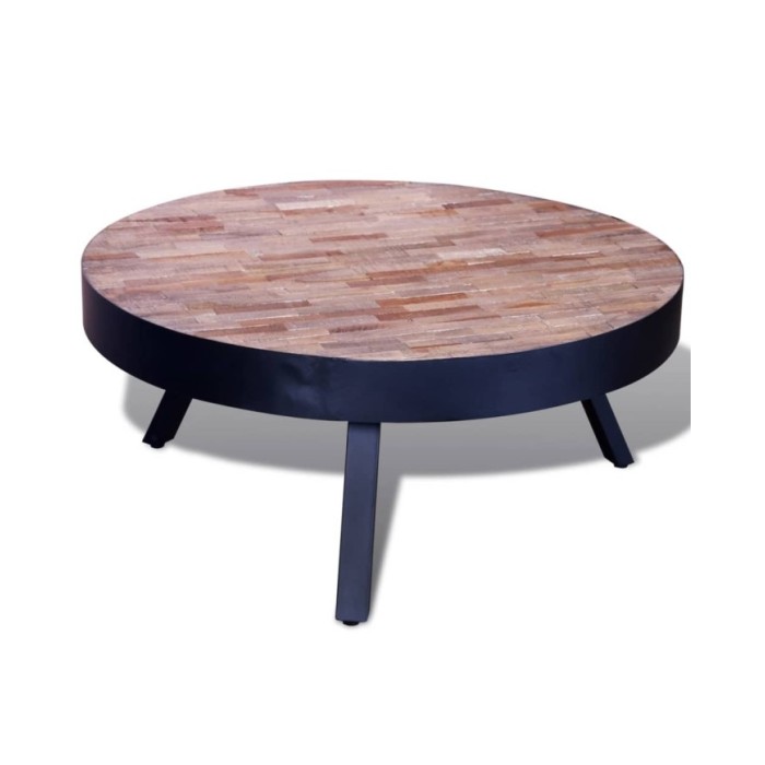 Table basse ronde Bois de teck recyclé 