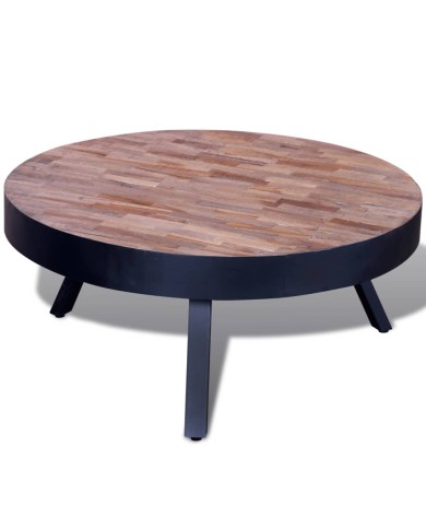 Table basse ronde Bois de teck recyclé 