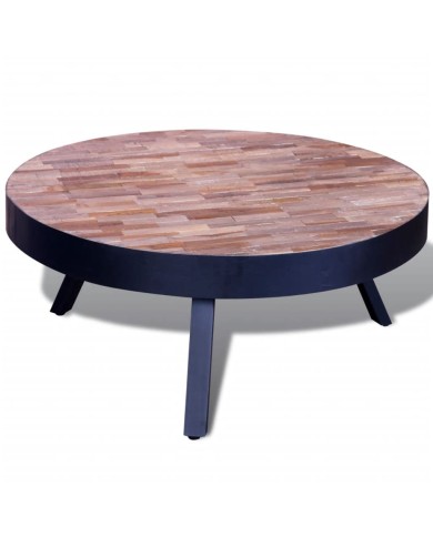 Table basse ronde Bois de teck recyclé 