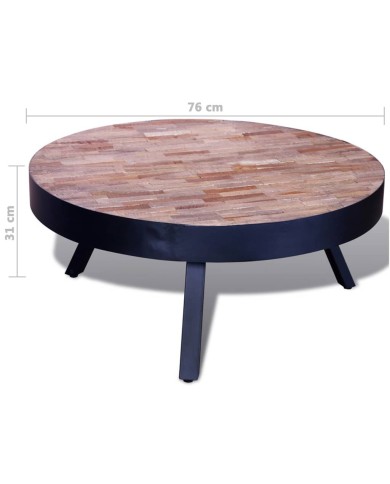 Table basse ronde Bois de teck recyclé 