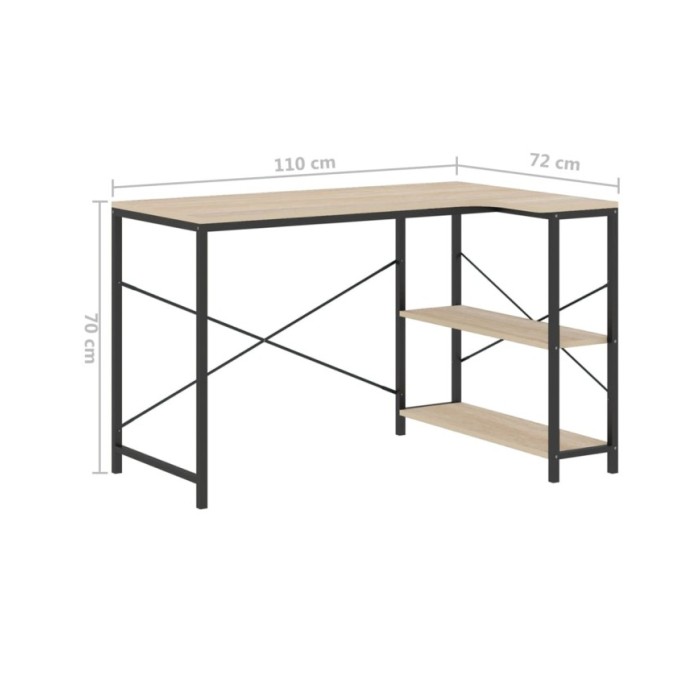 Bureau d'ordinateur Noir et chêne 110x72x70 cm Aggloméré