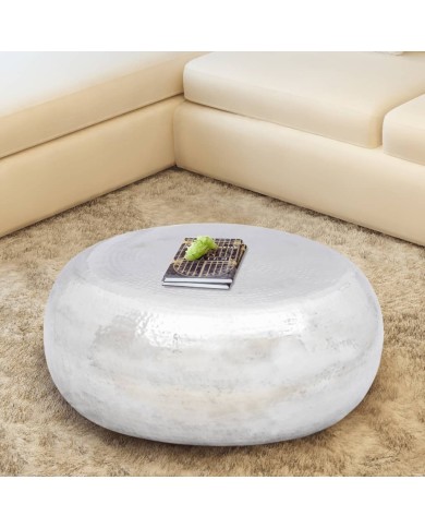 Table basse martelée en aluminium Argenté 