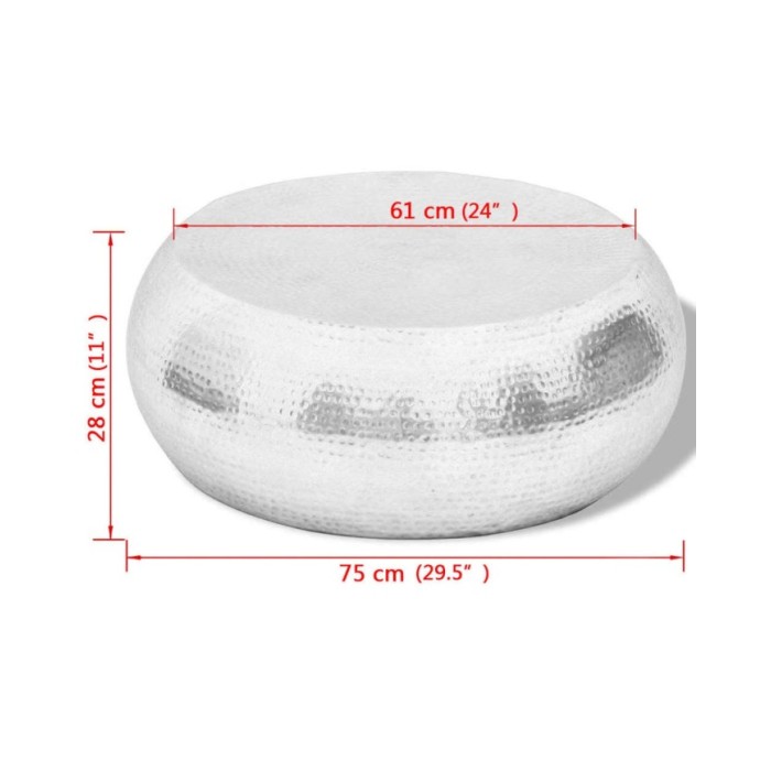 Table basse martelée en aluminium Argenté 