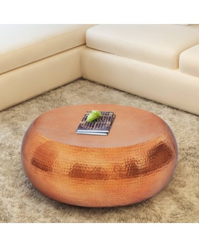 Table basse en aluminium martelé Couleur laiton/cuivre 