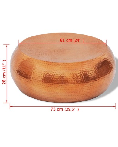 Table basse en aluminium martelé Couleur laiton/cuivre 