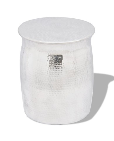 Table basse/tabouret martelé en aluminium Argenté 