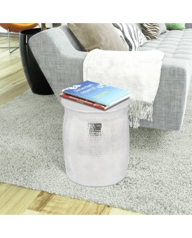 Table basse/tabouret martelé en aluminium Argenté 