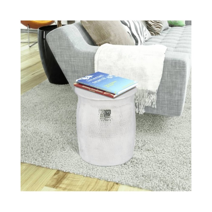 Table basse/tabouret martelé en aluminium Argenté 