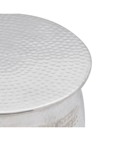 Table basse/tabouret martelé en aluminium Argenté 