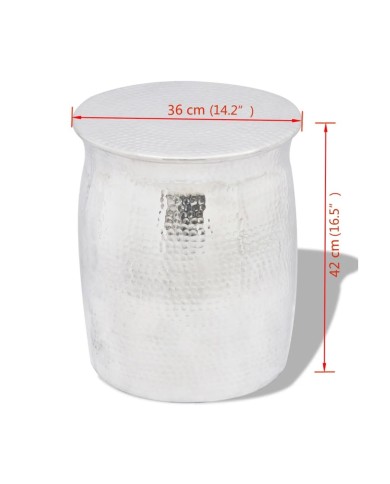 Table basse/tabouret martelé en aluminium Argenté 