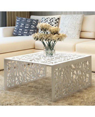 Table basse argentée Design géométrique Aluminium 