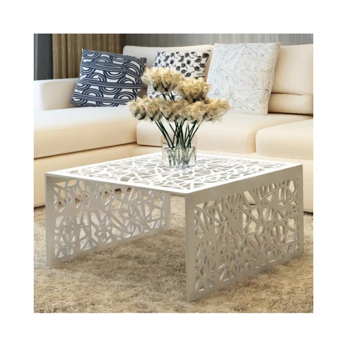 Table basse argentée Design géométrique Aluminium 