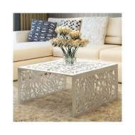 Table basse argentée Design géométrique Aluminium 