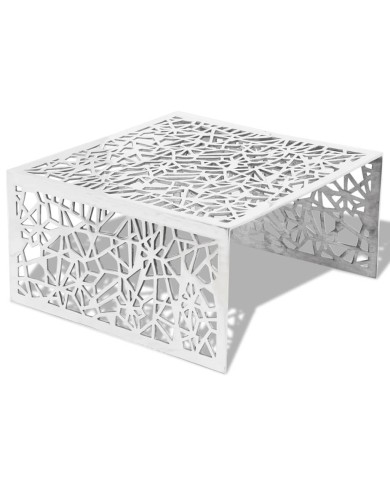 Table basse argentée Design géométrique Aluminium 