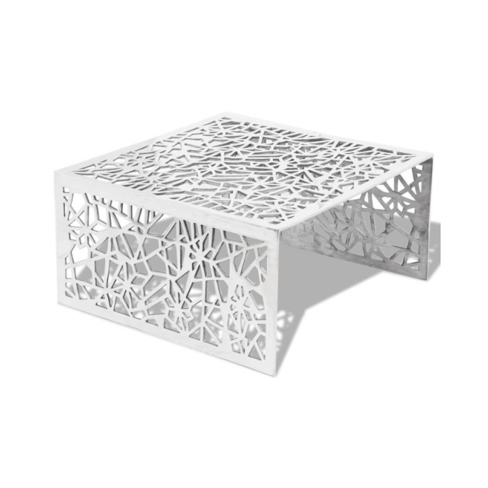 Table basse argentée Design géométrique Aluminium 