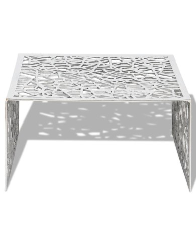 Table basse argentée Design géométrique Aluminium 