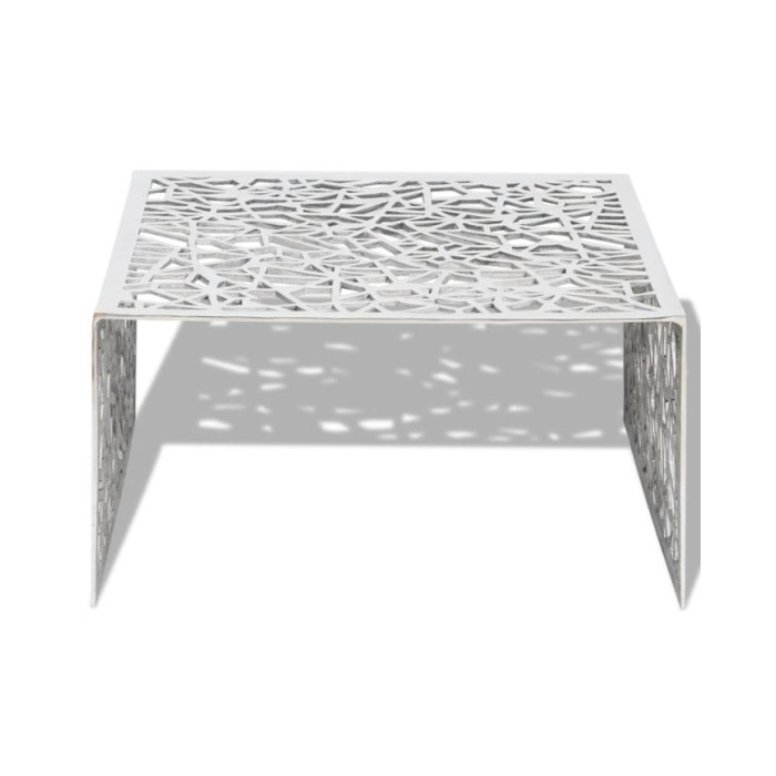 Table basse argentée Design géométrique Aluminium 