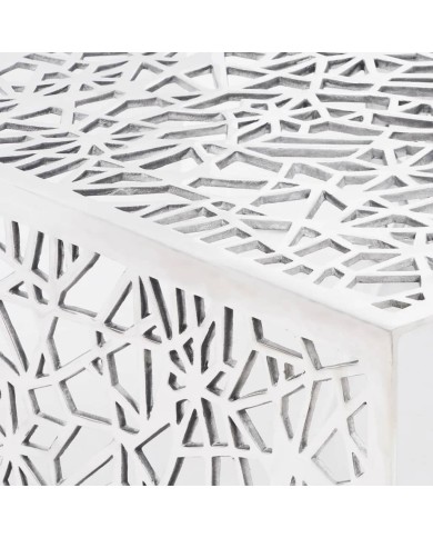Table basse argentée Design géométrique Aluminium 