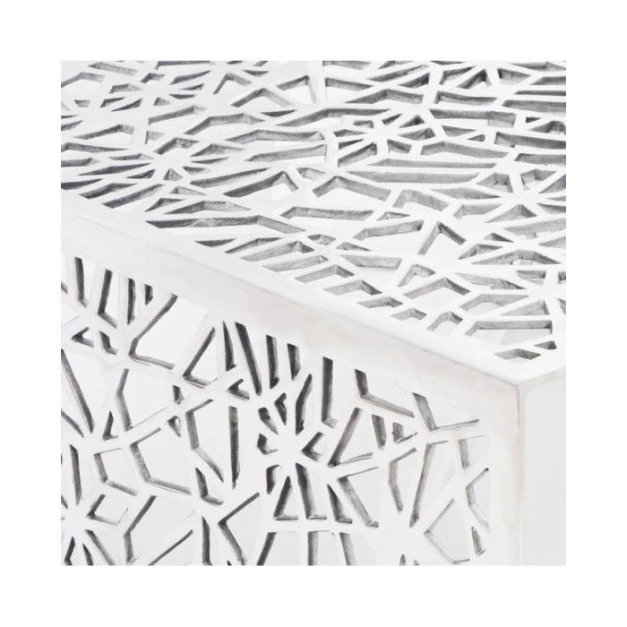 Table basse argentée Design géométrique Aluminium 