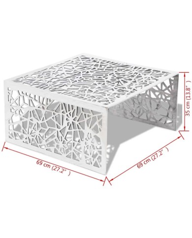 Table basse argentée Design géométrique Aluminium 