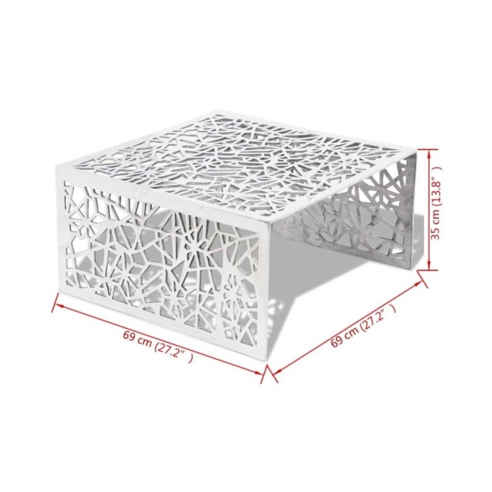 Table basse argentée Design géométrique Aluminium 