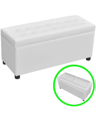 Pouf de rangement Cuir synthétique Blanc