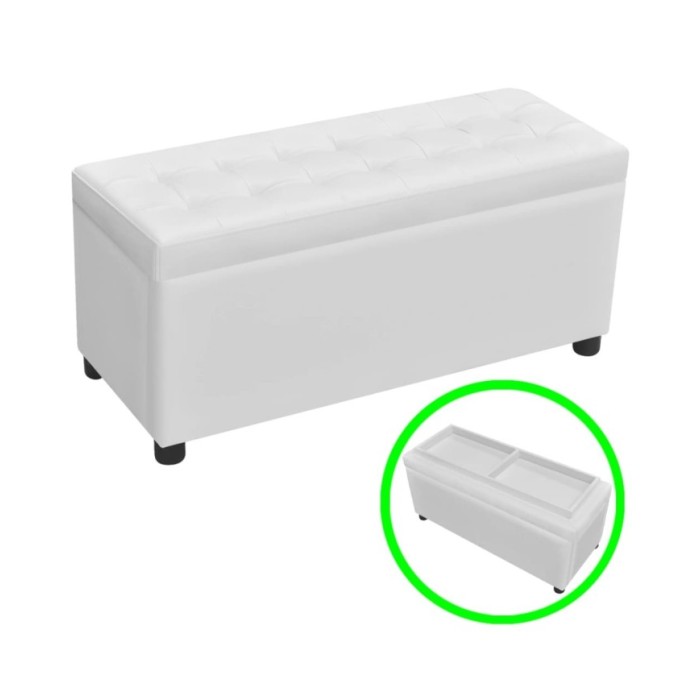 Pouf de rangement Cuir synthétique Blanc