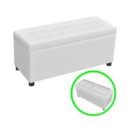 Pouf de rangement Cuir synthétique Blanc