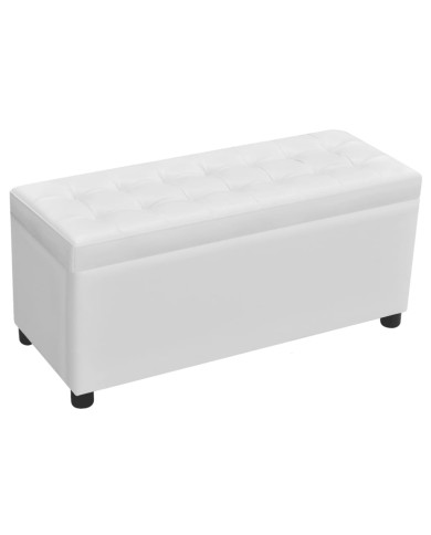 Pouf de rangement Cuir synthétique Blanc