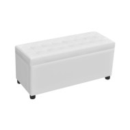 Pouf de rangement Cuir synthétique Blanc