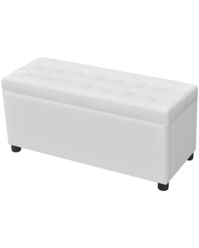 Pouf de rangement Cuir synthétique Blanc