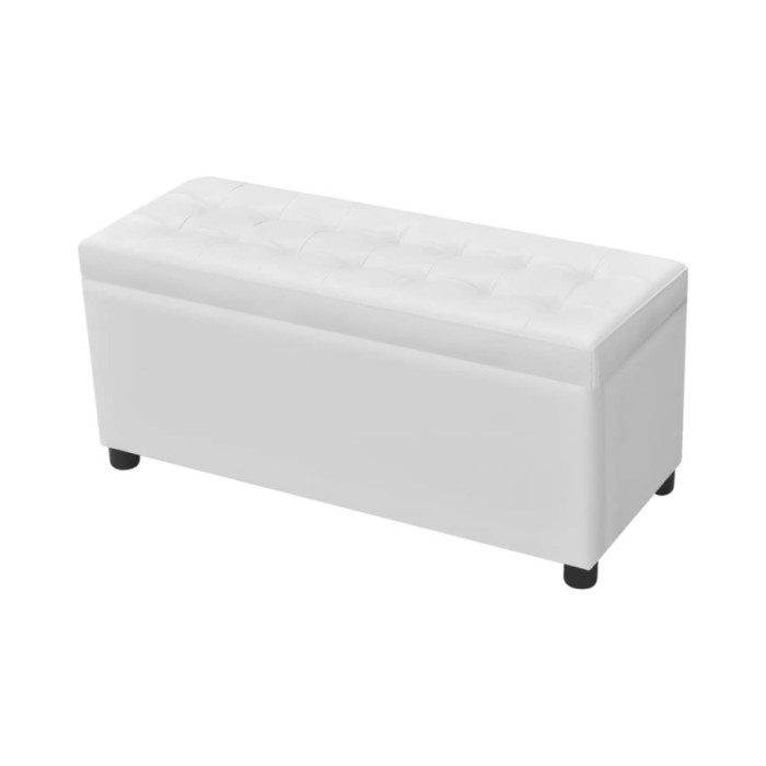 Pouf de rangement Cuir synthétique Blanc