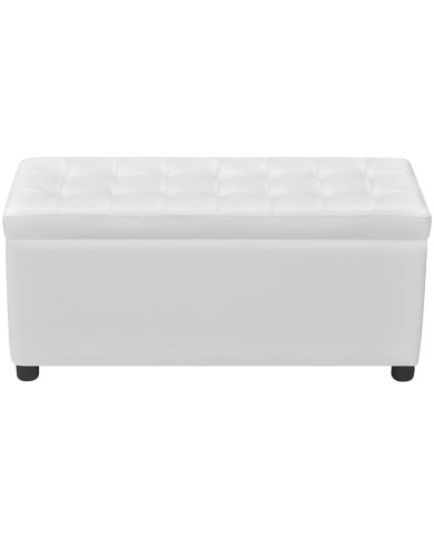 Pouf de rangement Cuir synthétique Blanc