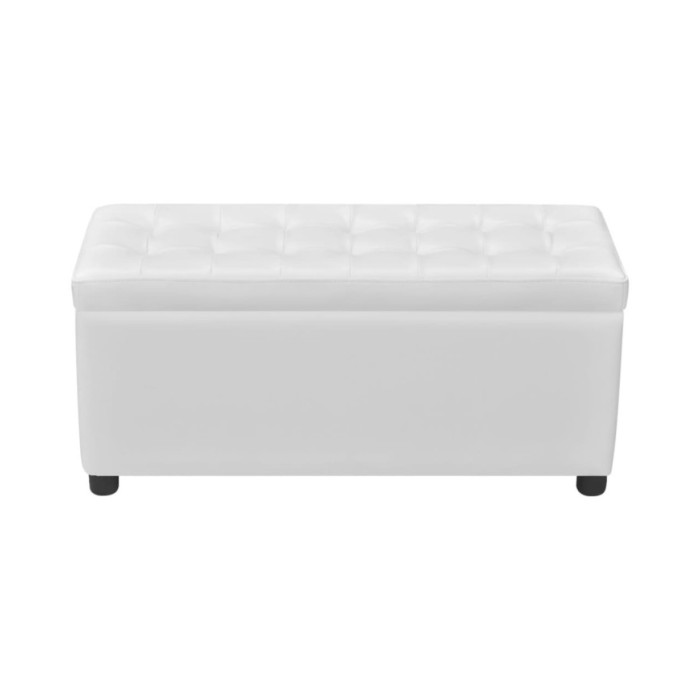 Pouf de rangement Cuir synthétique Blanc